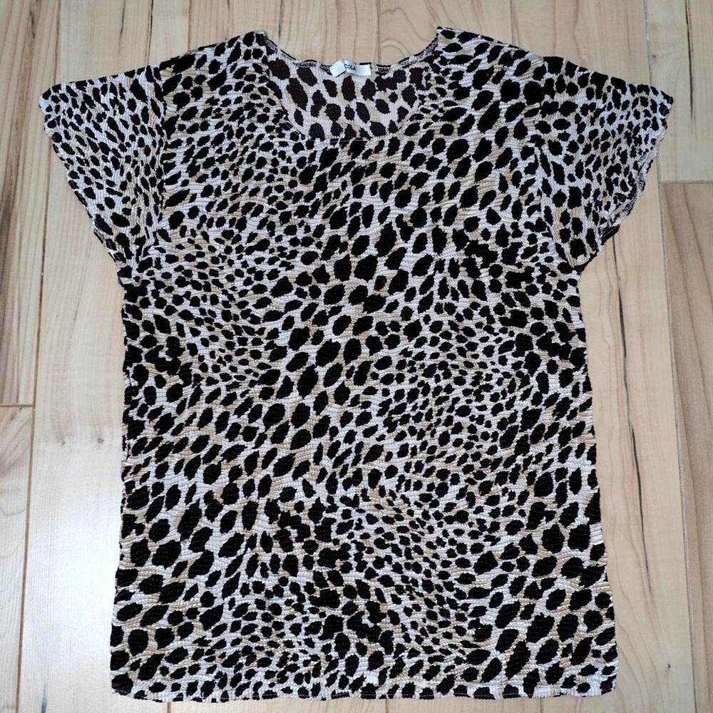Nicola Leopard Print Crinkle Top Y2K M